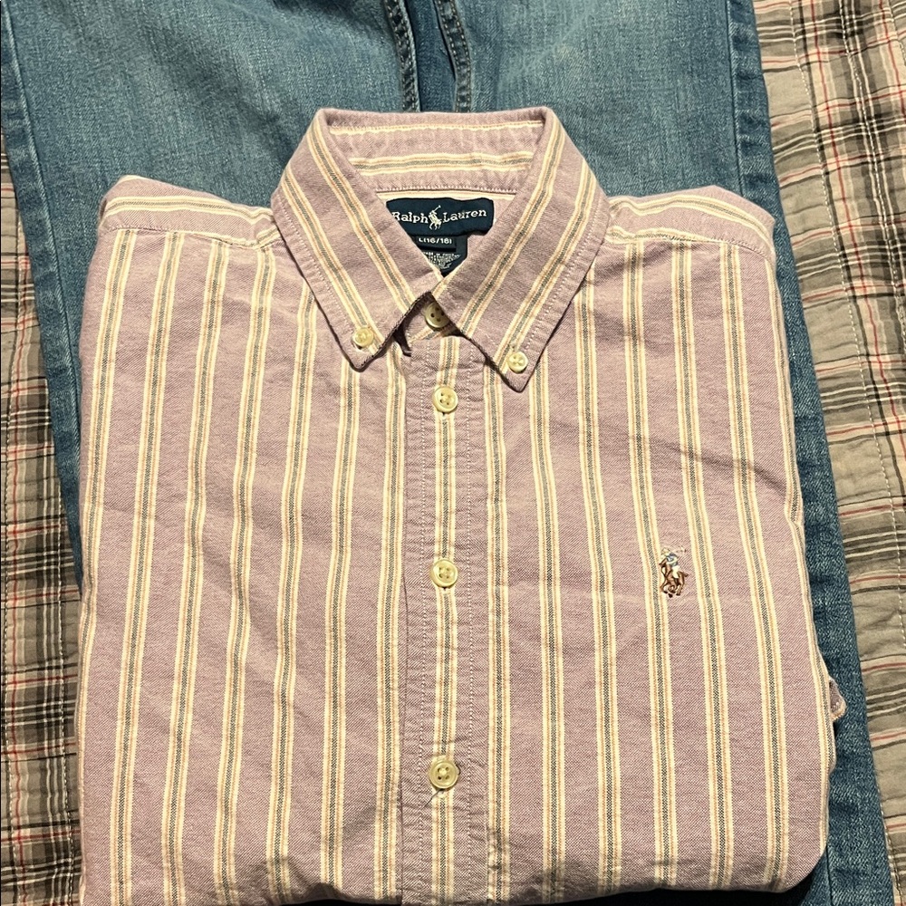 Like new Ralph Lauren Men's Lavender Striped Shirt